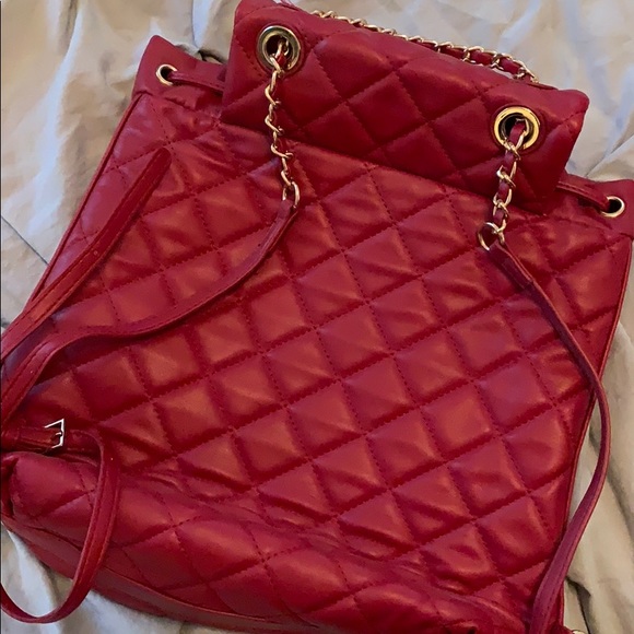 Red Quilted Backpack - Picture 2 of 4